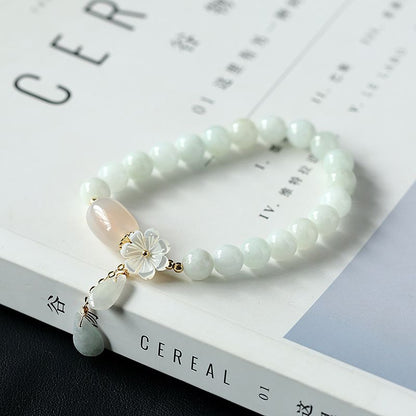 Natural Light Green Jade Bead Bracelet - Luck & Harmony