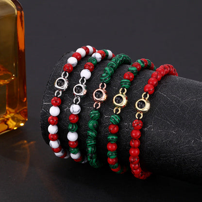 Custom Round Pendant Colorful Beads Bracelet Special Christmas Gift