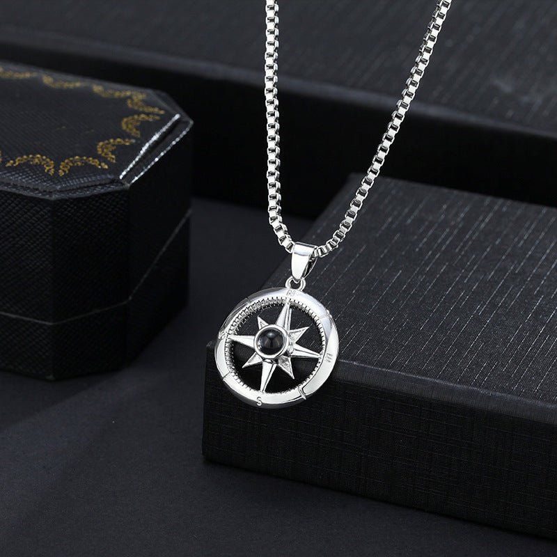 Love Compass Necklace with Hidden Photo