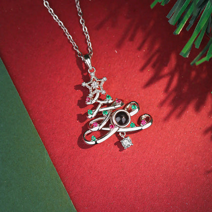 Personalized Christmas Tree Pendant Photo Necklace Gift