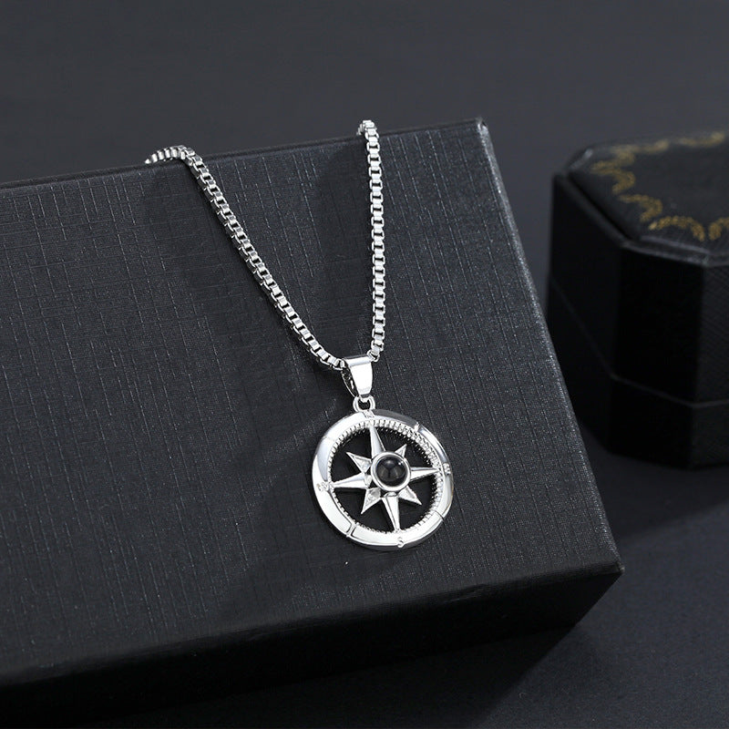 Love Compass Necklace with Hidden Photo