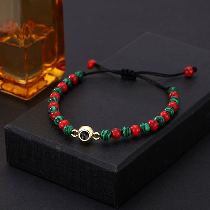 Custom Round Pendant Colorful Beads Bracelet Special Christmas Gift