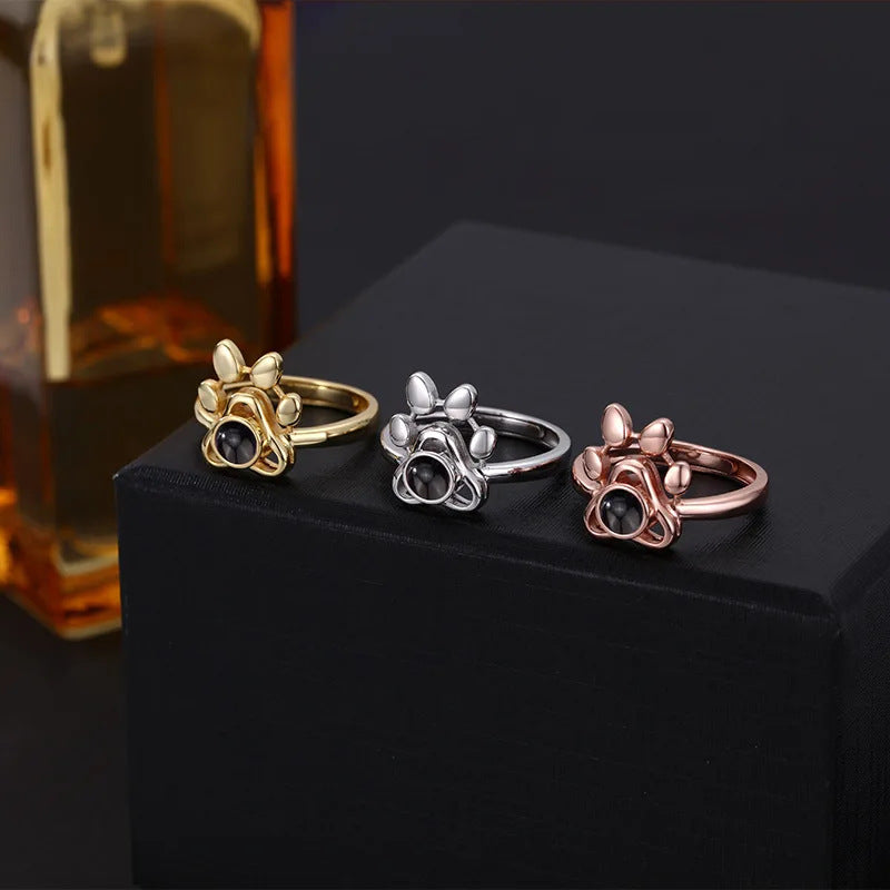 Adjustable Paw Photo Ring