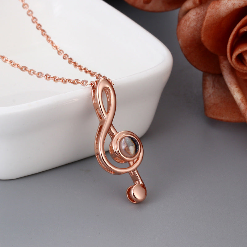 Musical Note Necklace With Photo Inside