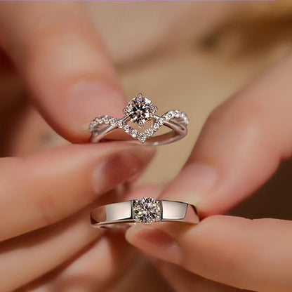 Crowning Love Couple Rings: New Four-Prong Simulated Moissanite Diamond Ring for Men and Women