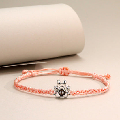 Paw Braided Bracelet with Photo Inside