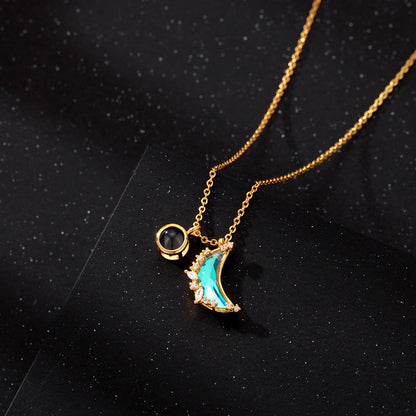 Blue Moon Necklace with Hidden Photo