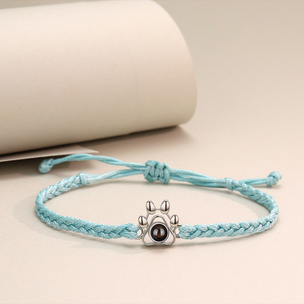 Paw Braided Bracelet with Photo Inside