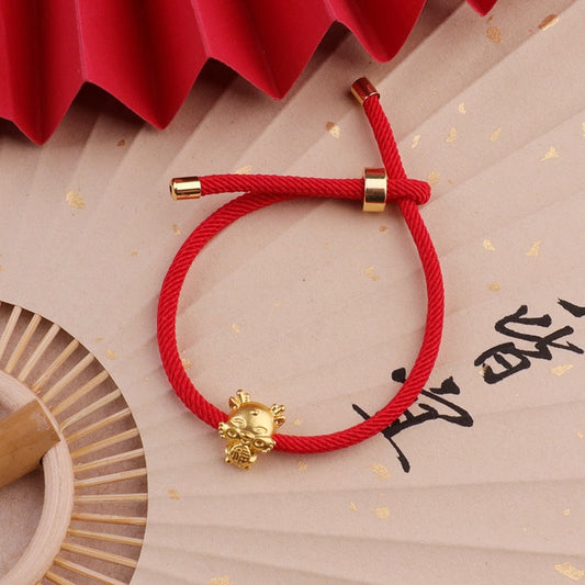 Red String Dragon Charm Bracelet - Luck, Strength, Protection