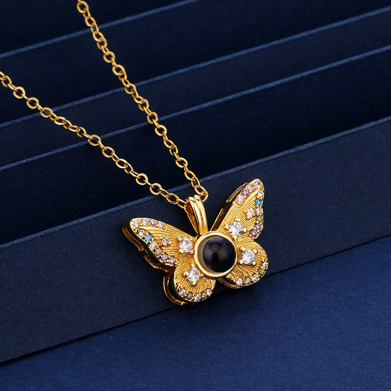 Gorgeous Butterfly Necklace with Hidden Photo