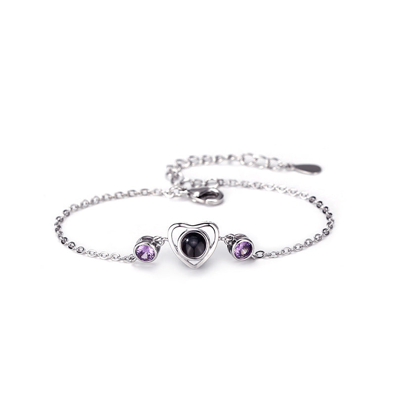 Birthstone Heart Bracelet with Photo Inside