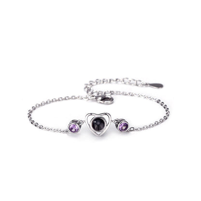 Birthstone Heart Bracelet with Photo Inside