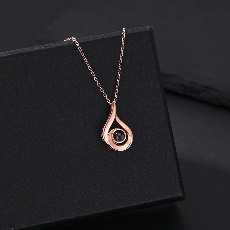 Water Drop Necklace with Hidden Photo