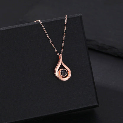 Water Drop Necklace with Hidden Photo