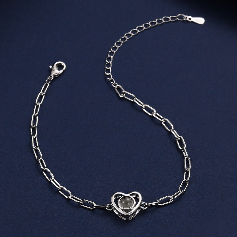 Heart Paperclip Bracelet with Photo Inside