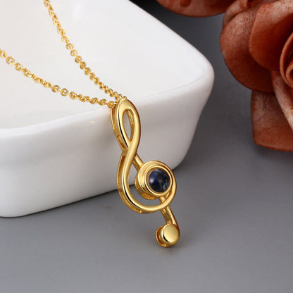 Musical Note Necklace With Photo Inside