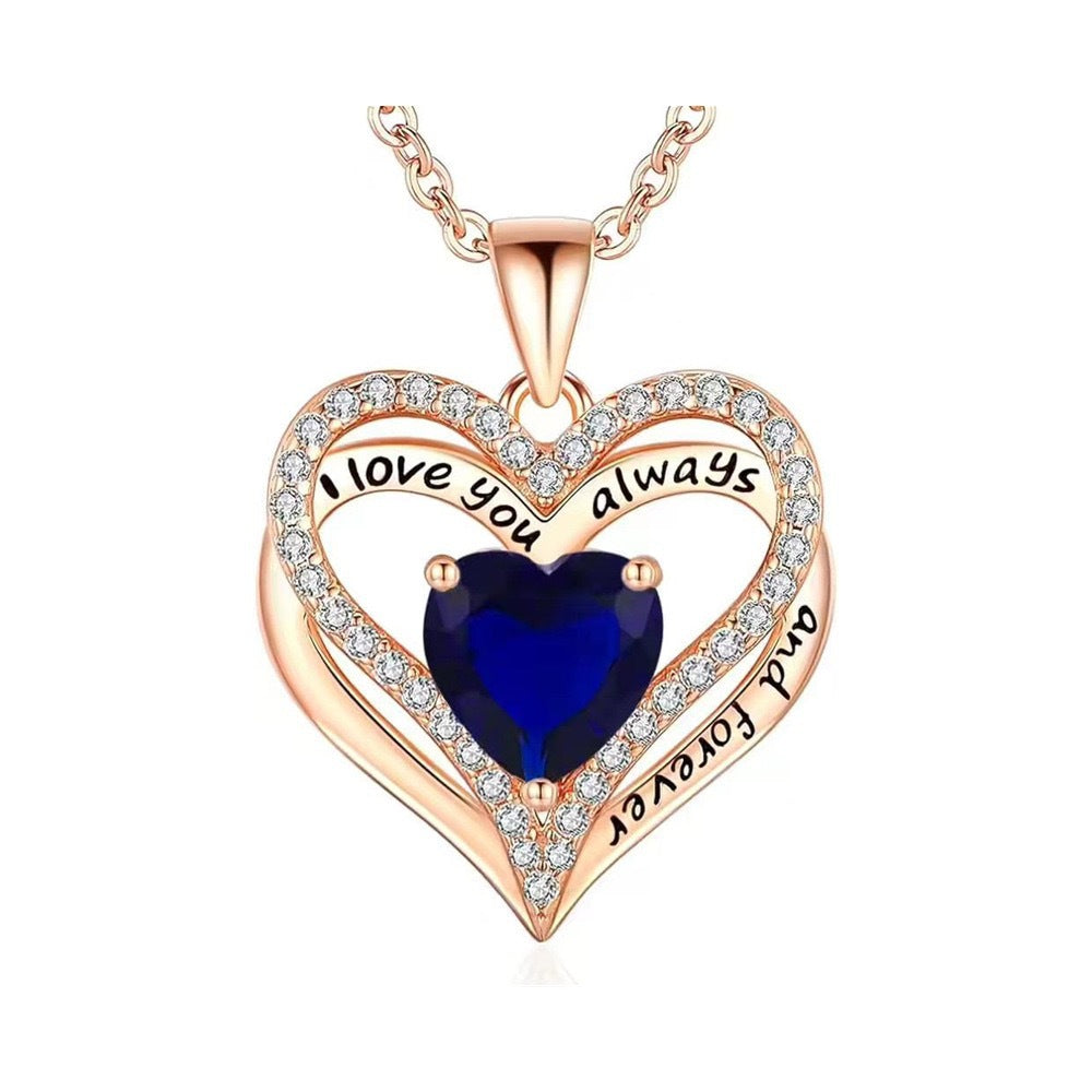 S925 Sterling Silver Double-Layer Necklace with Zodiac Birthstones, Fashionable and Versatile Pendant Necklace for Women, Timeless Heart