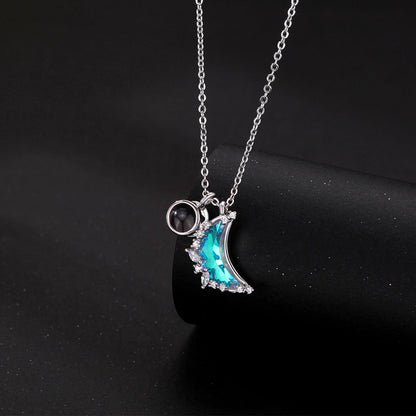 Blue Moon Necklace with Hidden Photo