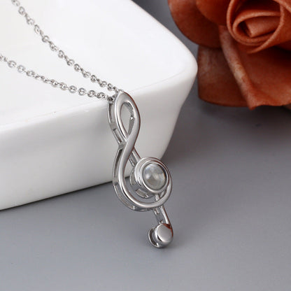 Musical Note Necklace With Photo Inside