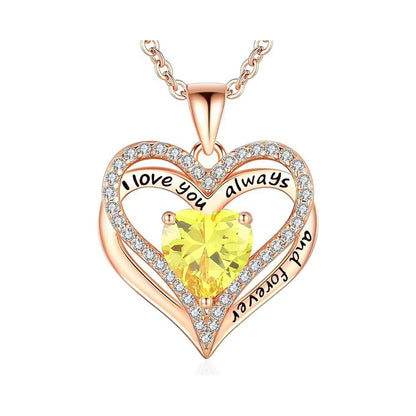 S925 Sterling Silver Double-Layer Necklace with Zodiac Birthstones, Fashionable and Versatile Pendant Necklace for Women, Timeless Heart