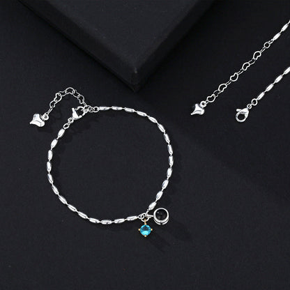 Custom Oval Shot Bracelet with Initial and Birthstone