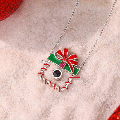 Personalized Christmas Photo Gift Box Pendant Necklace