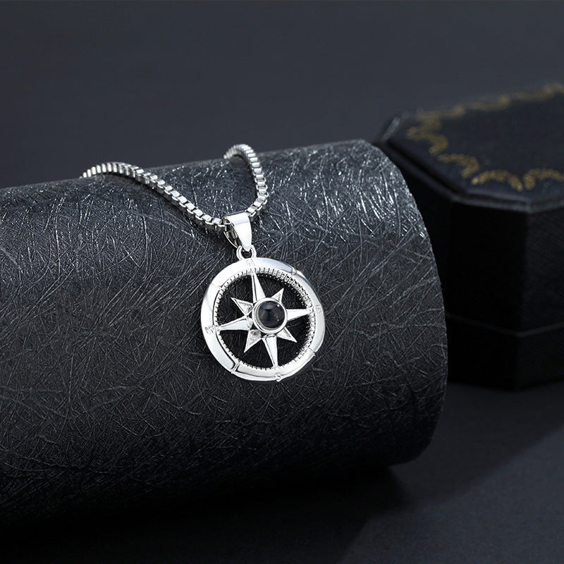 Love Compass Necklace with Hidden Photo