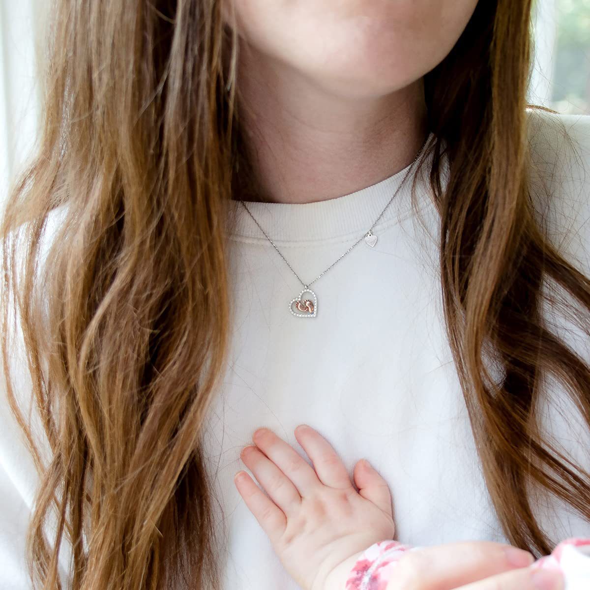 "To My Mommy" Baby Feet Heart Pendant Necklace