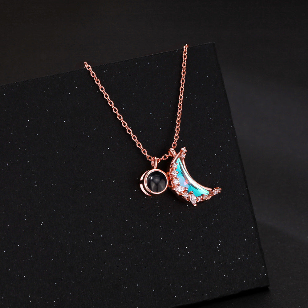 Blue Moon Necklace with Hidden Photo