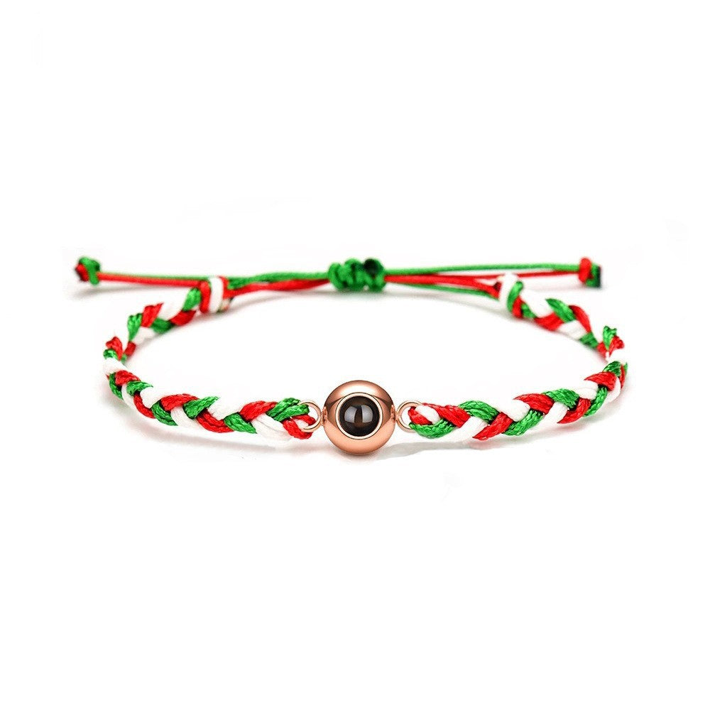 Personalized Christmas Photo Braided 3 Colors Bracelet Gift