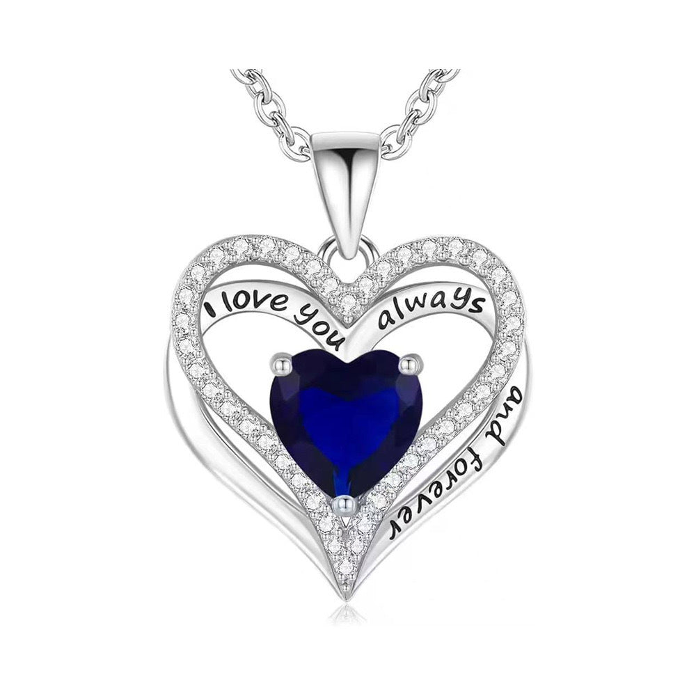 S925 Sterling Silver Double-Layer Necklace with Zodiac Birthstones, Fashionable and Versatile Pendant Necklace for Women, Timeless Heart