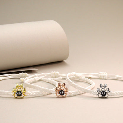 Paw Braided Bracelet with Photo Inside