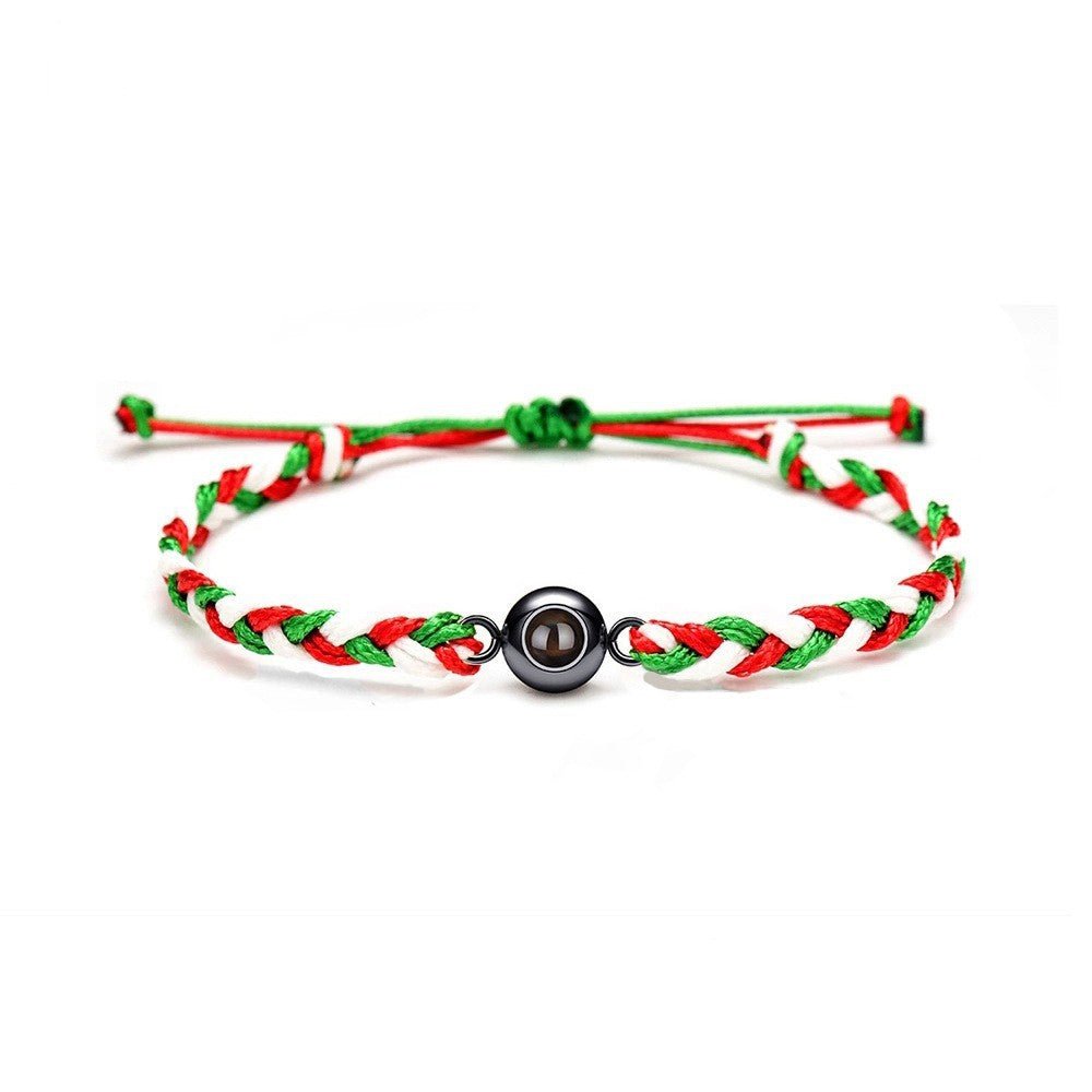 Personalized Christmas Photo Braided 3 Colors Bracelet Gift