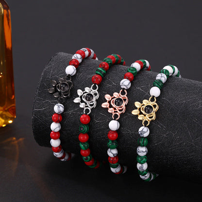 Custom Paw Print Pendant Colorful Beads Bracelet Special Christmas Gift