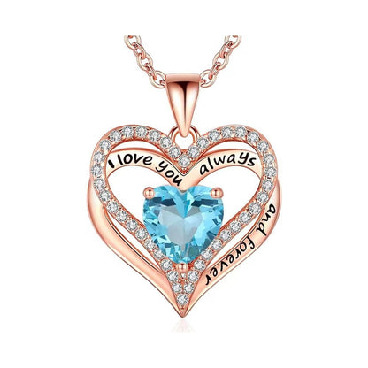 S925 Sterling Silver Double-Layer Necklace with Zodiac Birthstones, Fashionable and Versatile Pendant Necklace for Women, Timeless Heart