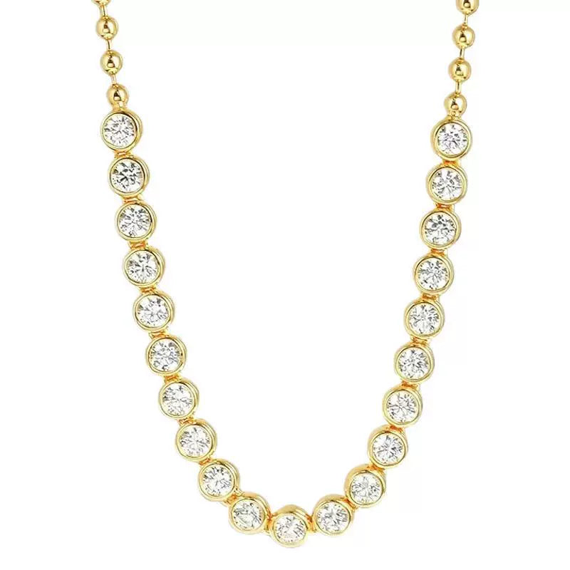 Diamond Shape Crystal Tennis Necklace