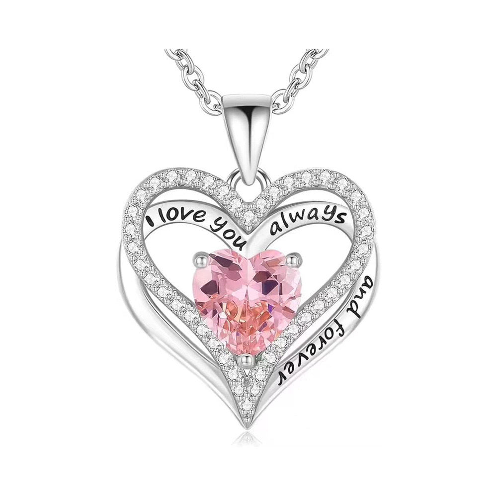 S925 Sterling Silver Double-Layer Necklace with Zodiac Birthstones, Fashionable and Versatile Pendant Necklace for Women, Timeless Heart