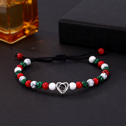 Personalized Heart Pendant Colorful Beads Bracelet Special Christmas Gift