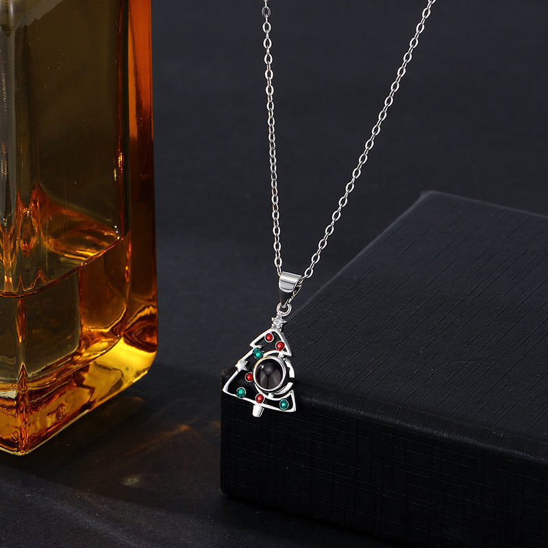 Personalized Hollow Christmas Tree Photo Pendant Necklace