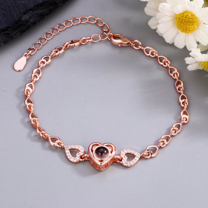 Custom Heart Bracelet With Photo Inside