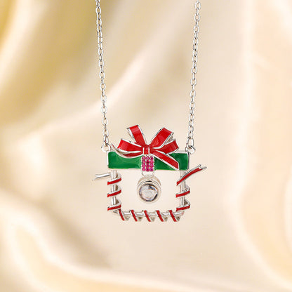 Personalized Christmas Photo Gift Box Pendant Necklace