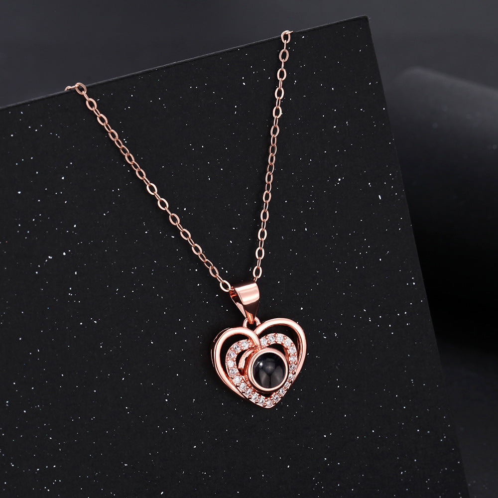 Custom Double Heart Necklace With Photo Inside