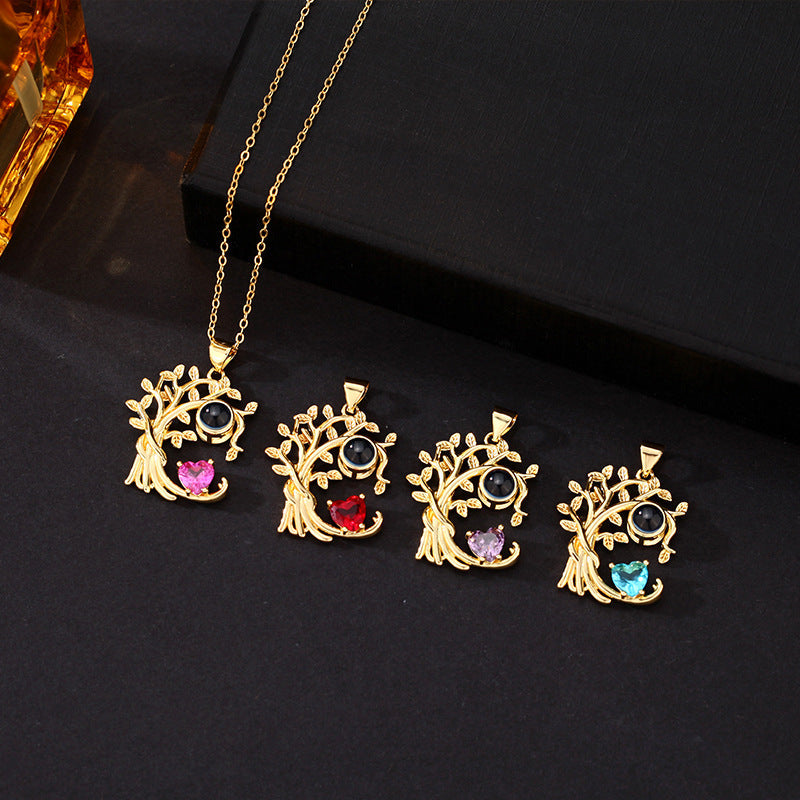 Tree of Life Photo Necklace With Birthstone