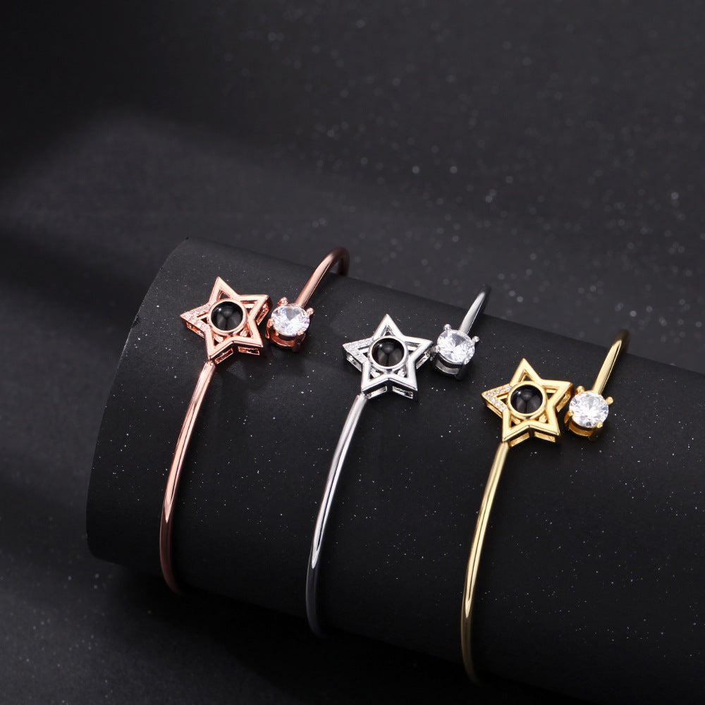 Personalized Star Photo Bangle Bracelet