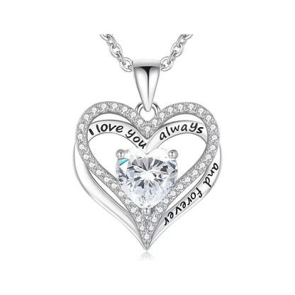 S925 Sterling Silver Double-Layer Necklace with Zodiac Birthstones, Fashionable and Versatile Pendant Necklace for Women, Timeless Heart