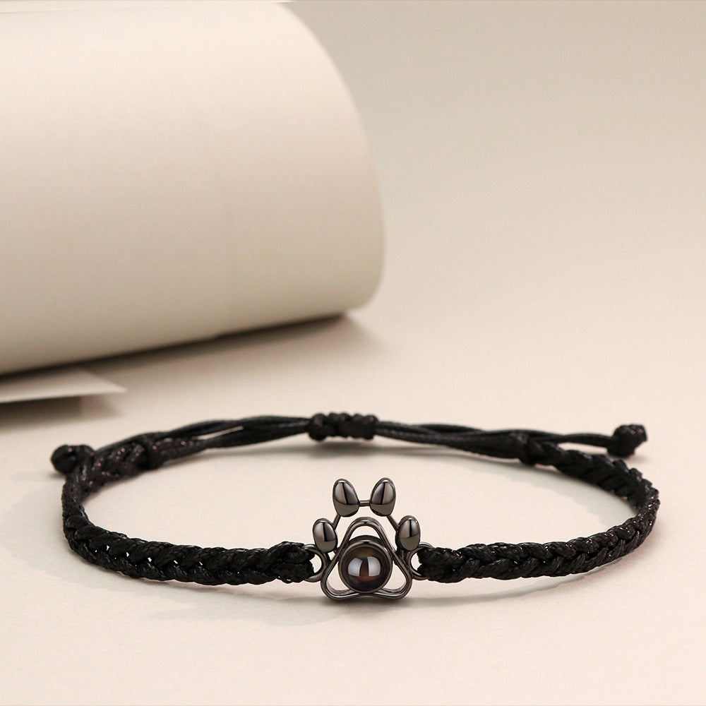 Paw Braided Bracelet with Photo Inside