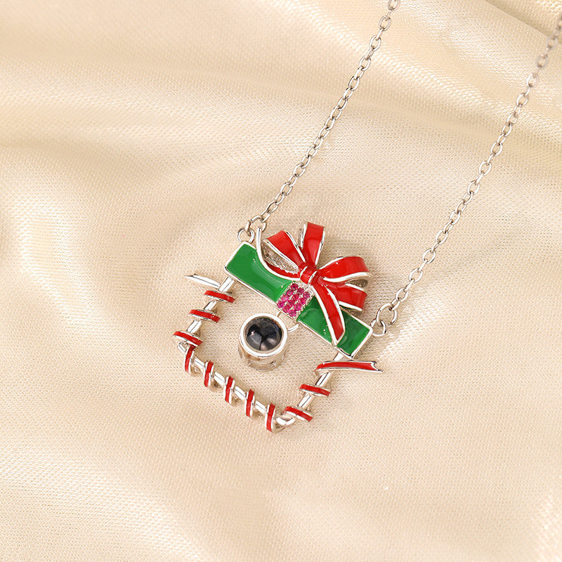 Personalized Christmas Photo Gift Box Pendant Necklace