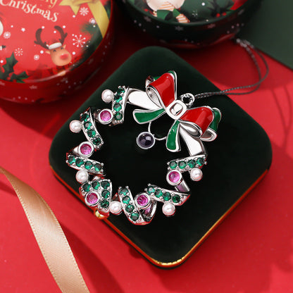 Personalized Christmas Bow Wreath Photo Ornament