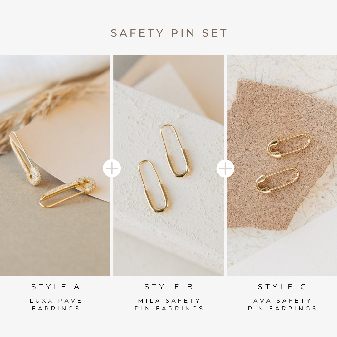 Safety Pin Earrings Set