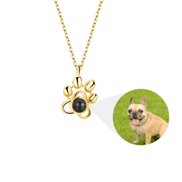 Custom Paw Necklace with Hidden Photo